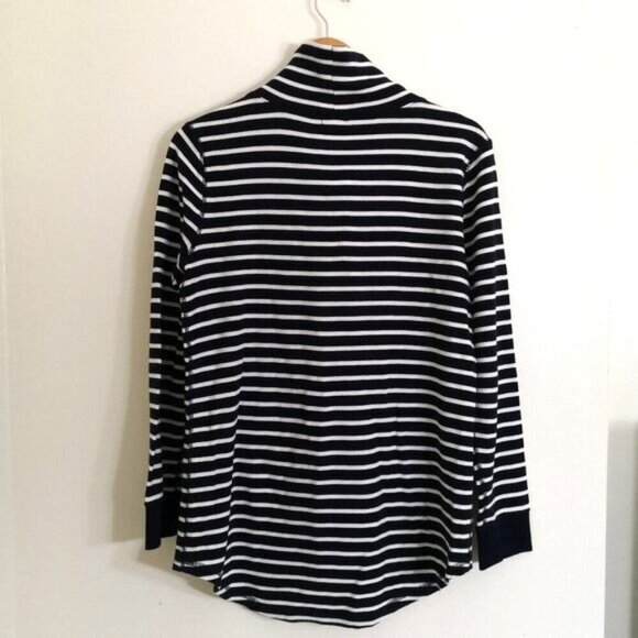 J.Crew Striped Funnel Neck Sweatshirt Navy/White Size S - Picture 4 of 5
